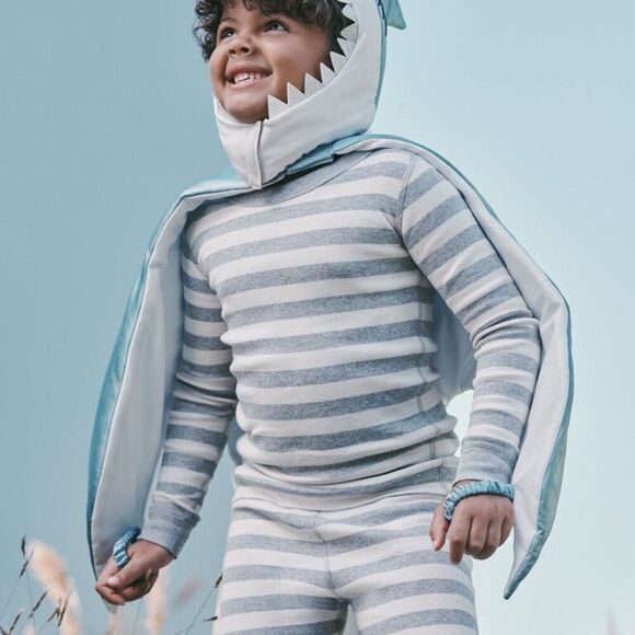 Hanna Andersson Size US 5 Heather Gray Striped Long John Pajama Set ** tiny flaw - Picture 2 of 8